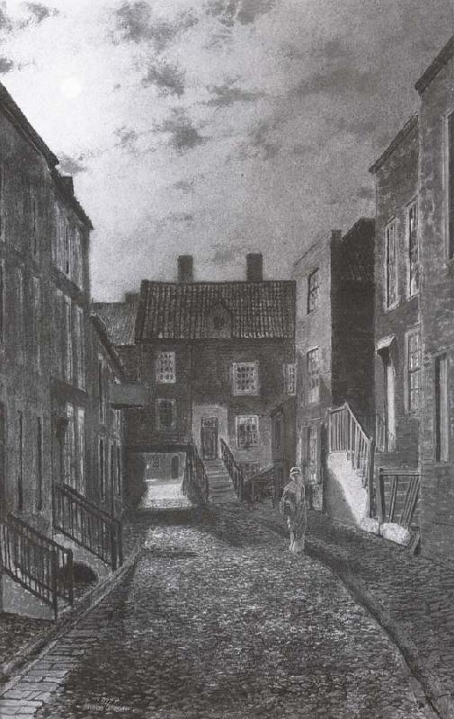 A Street in Old Scarborough, Atkinson Grimshaw